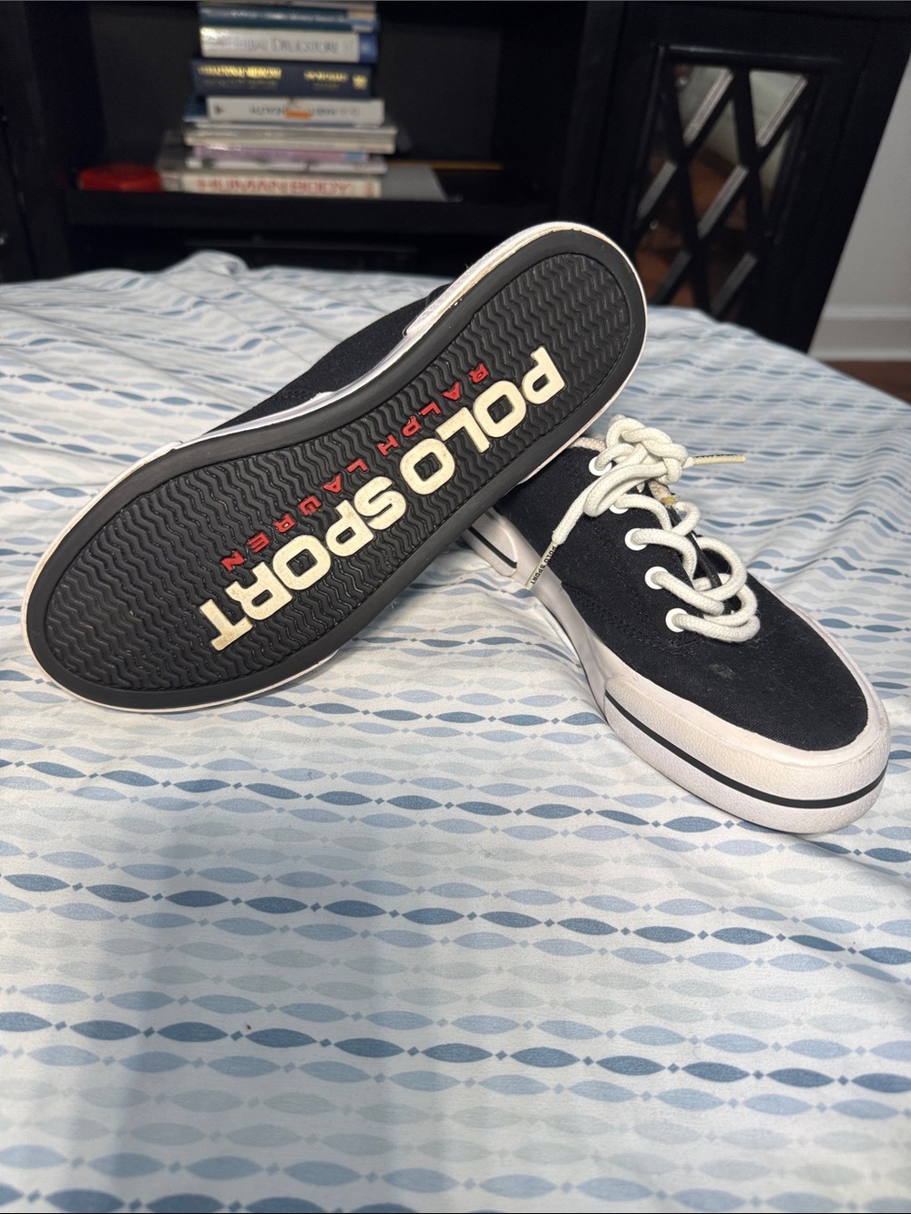 Polo by Ralph Lauren Black Canvas Low-Top Sneakers with White Accents